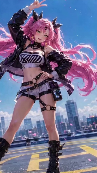 粉发空港少女