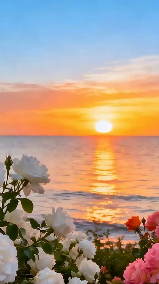 夕阳海