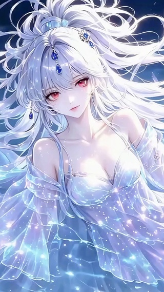 水中梦幻白发少女
