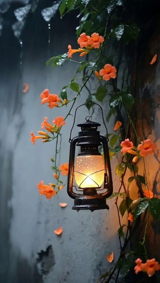 雨壁灯花