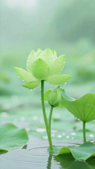 绿色荷花