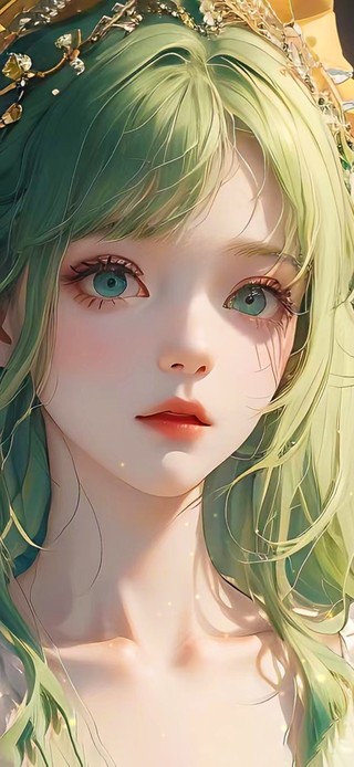 绿发美女4K动态壁纸