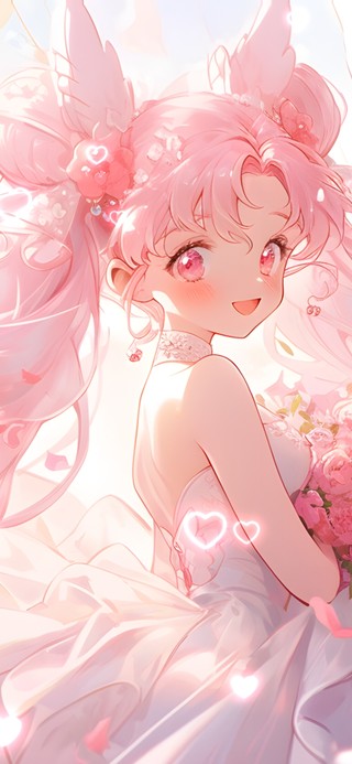 粉色婚嫁女孩