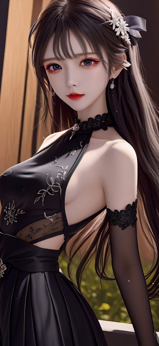 4K黑裙美少女