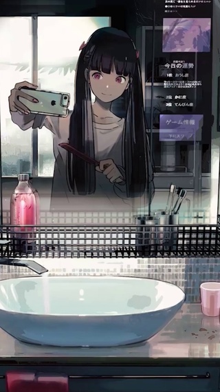 可爱洗漱女孩