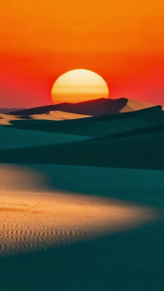 沙漠落日孤树绝美风景