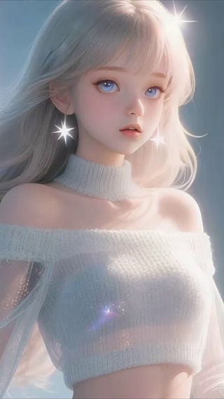 镜前的少女