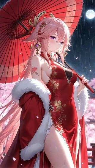 八重神子丨红色旗袍丨