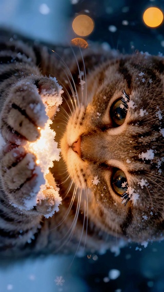 雪中暖光治愈萌猫