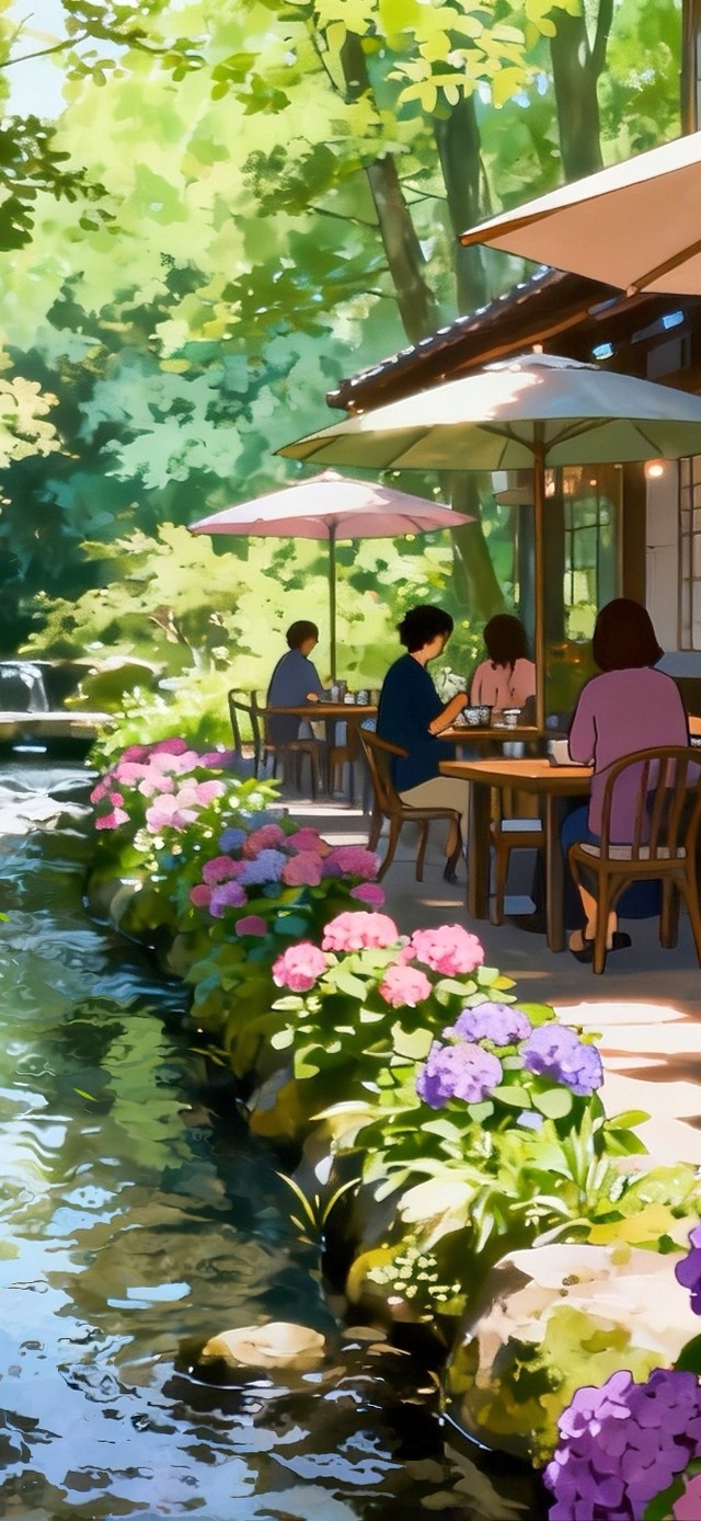 溪边绣球花茶馆
