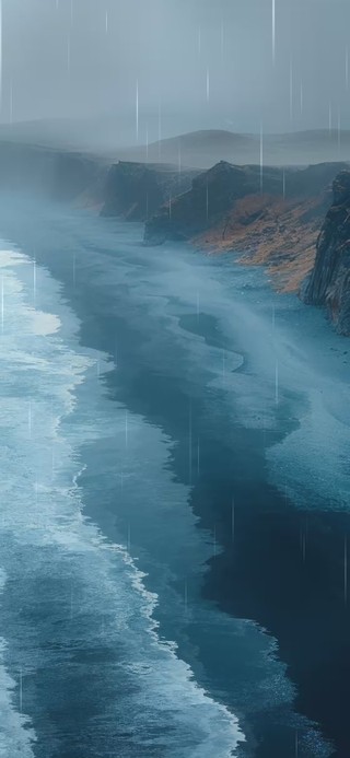 下雨的海边