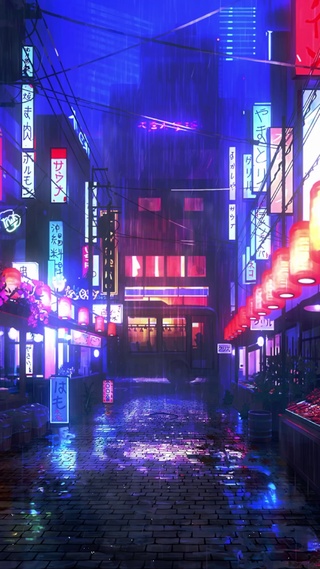 雨中街道 日系街道