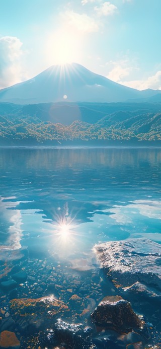 火山宁静湖泊