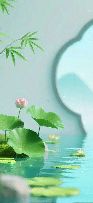 竹林荷花
