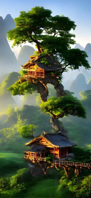 树杈上的小木屋