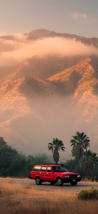 山雾中的旅行车