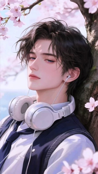 4K樱花树下的美少年