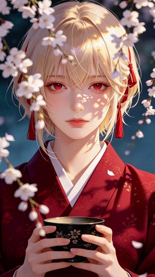 动漫风樱花美女壁纸