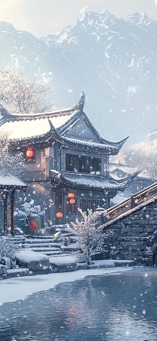 冬雪小镇的风景