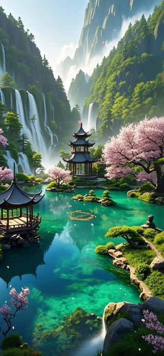 樱花山水仙境