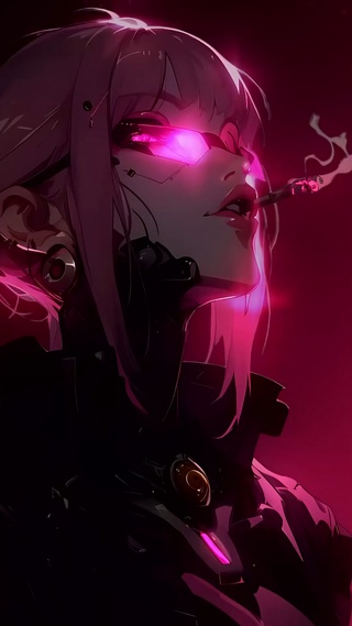 赛博朋克抽烟少女