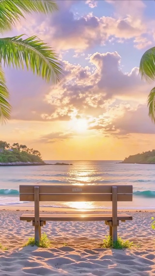 唯美护眼海滩晚霞