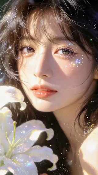 百合环绕闪光清纯美少女