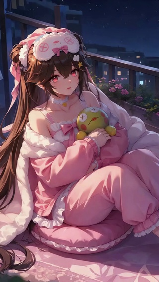 星空下的睡衣少女