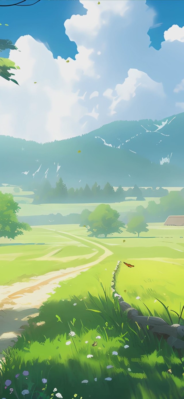 护眼蓝天白云草地