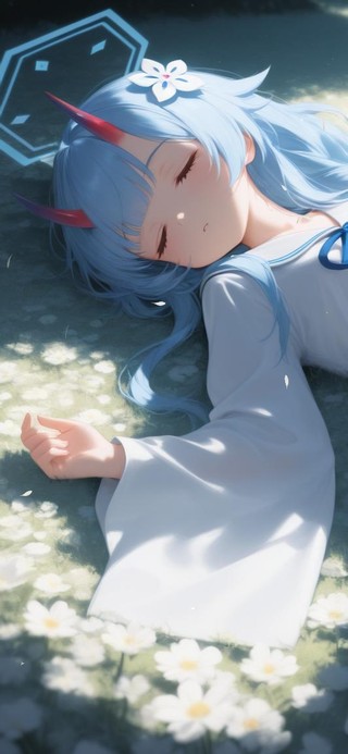 蓝发小雏菊少女