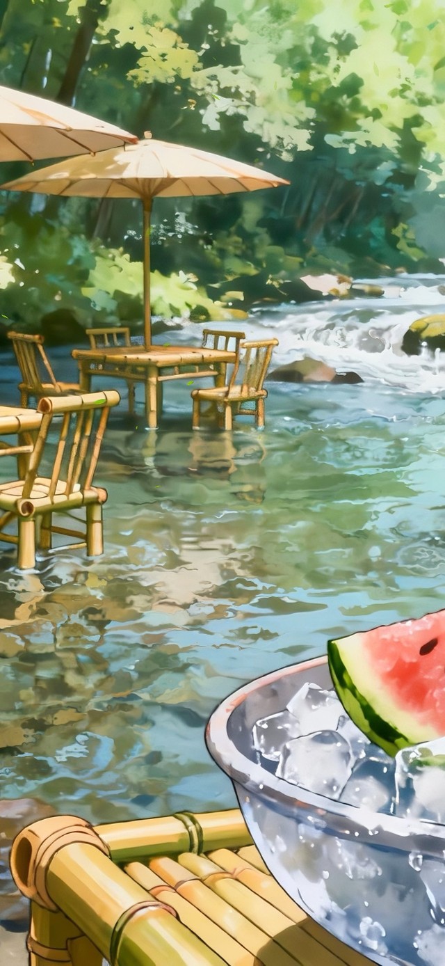 溪流中乘凉