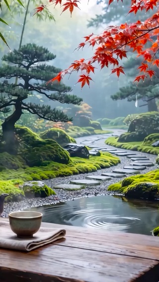 园林雨景