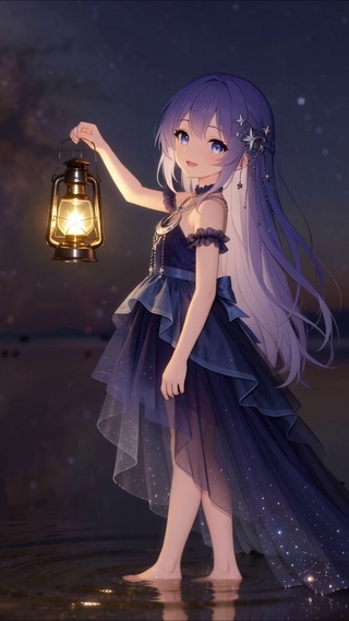 星空下女孩