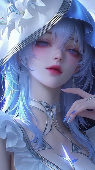 梦幻蓝发百合美少女守岸人