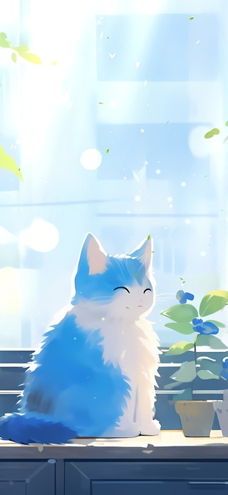 窗台蓝猫