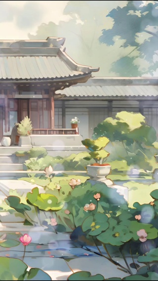 荷花庭院