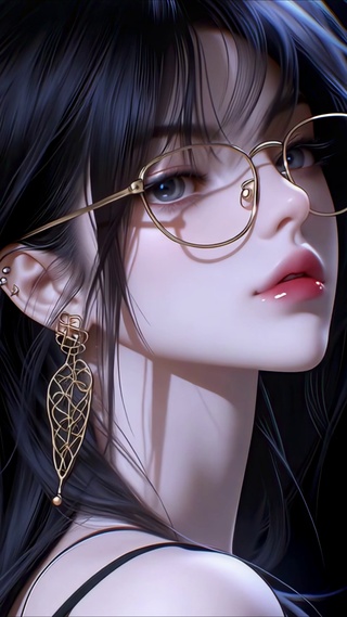 纯欲眼镜红唇美女