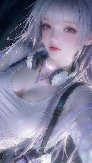 氛围感耳机少女