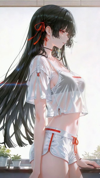 窗边清新长发美少女千咲
