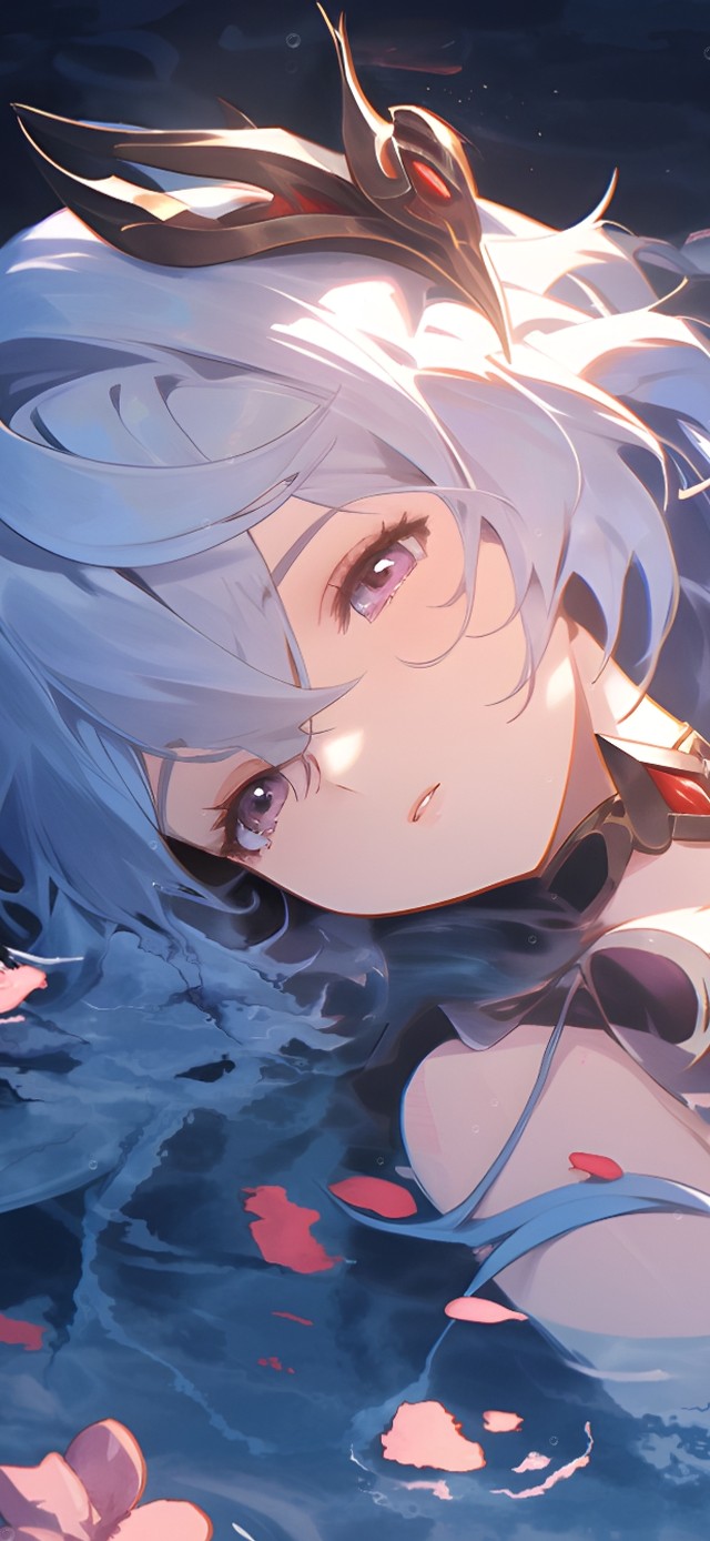 4k 蓝发水中少女