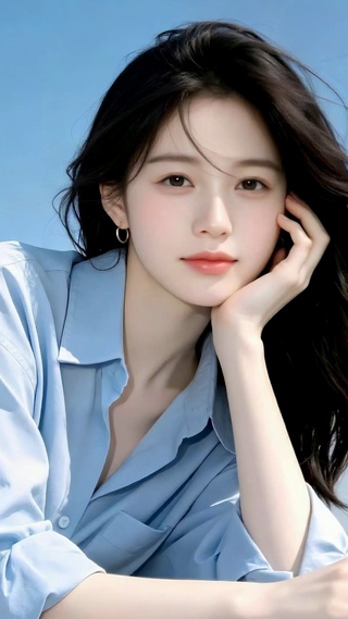 晴空下的清纯美女