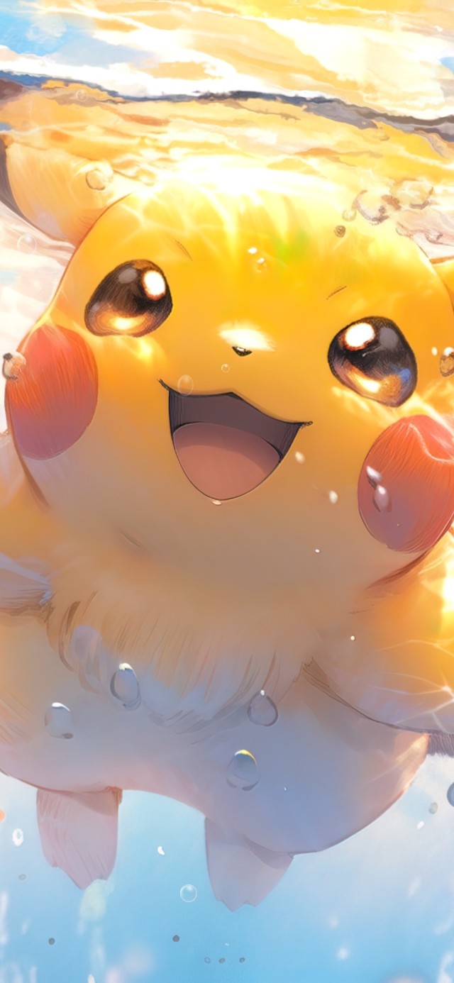 可爱治愈水中皮卡丘