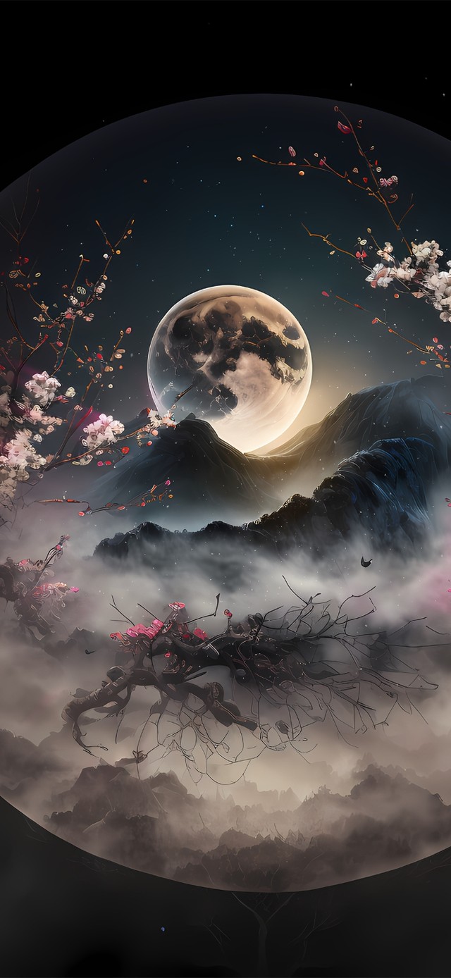 唯美紫色云雾月光