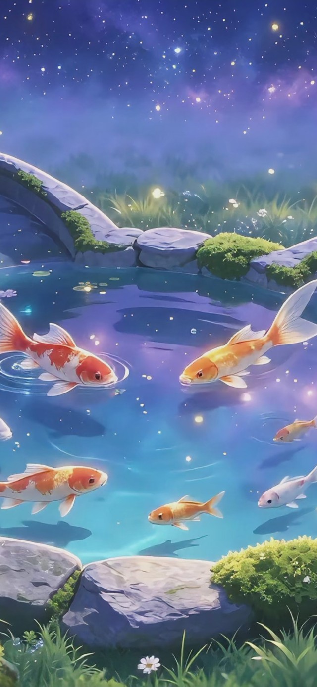 小猫池塘夜晚