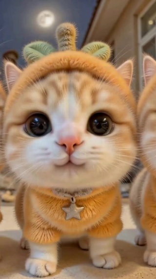 三只软萌毛绒橘猫