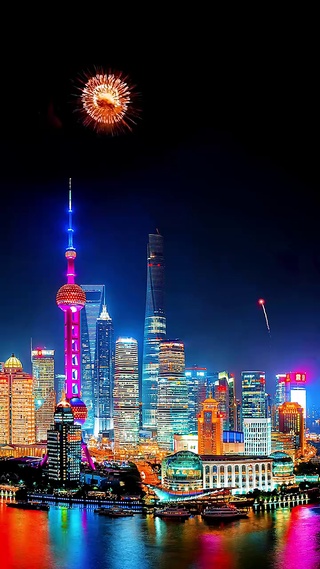 上海夜空中烟花