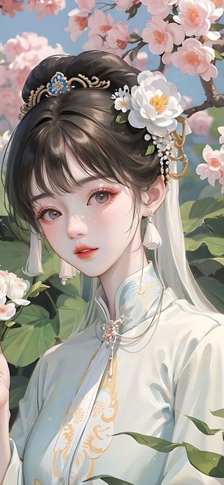 古风少女 白茶花