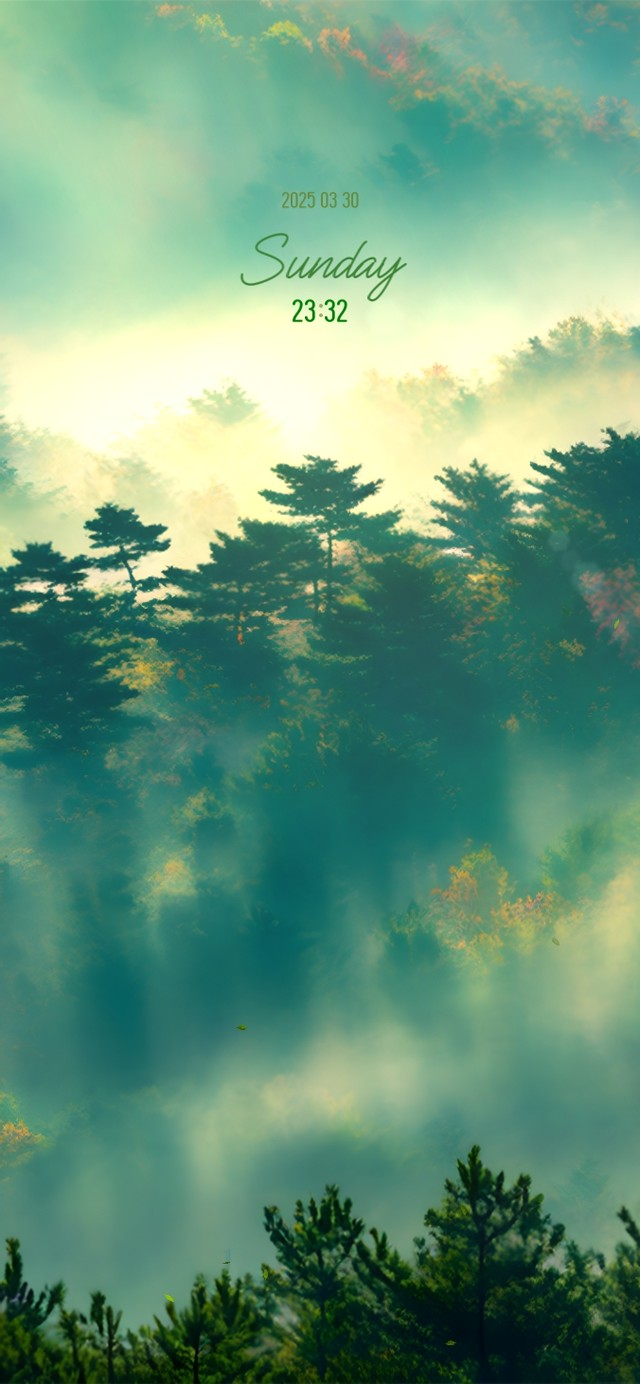 4K护眼晨光迷雾森林