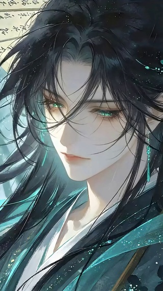 竹雨伞下古风美男