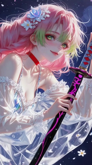 星空粉发持刀美少女甘露寺蜜璃